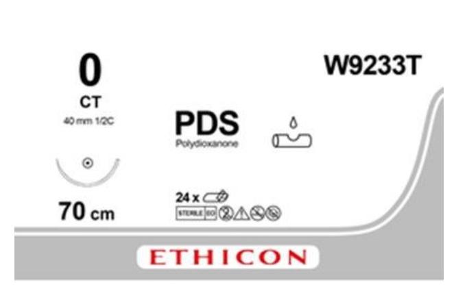 PDS II фіолетовий 70CM M3.5 USP0 одна голка CT, тип колюча Taper Point, 40мм, 1/2 кола
